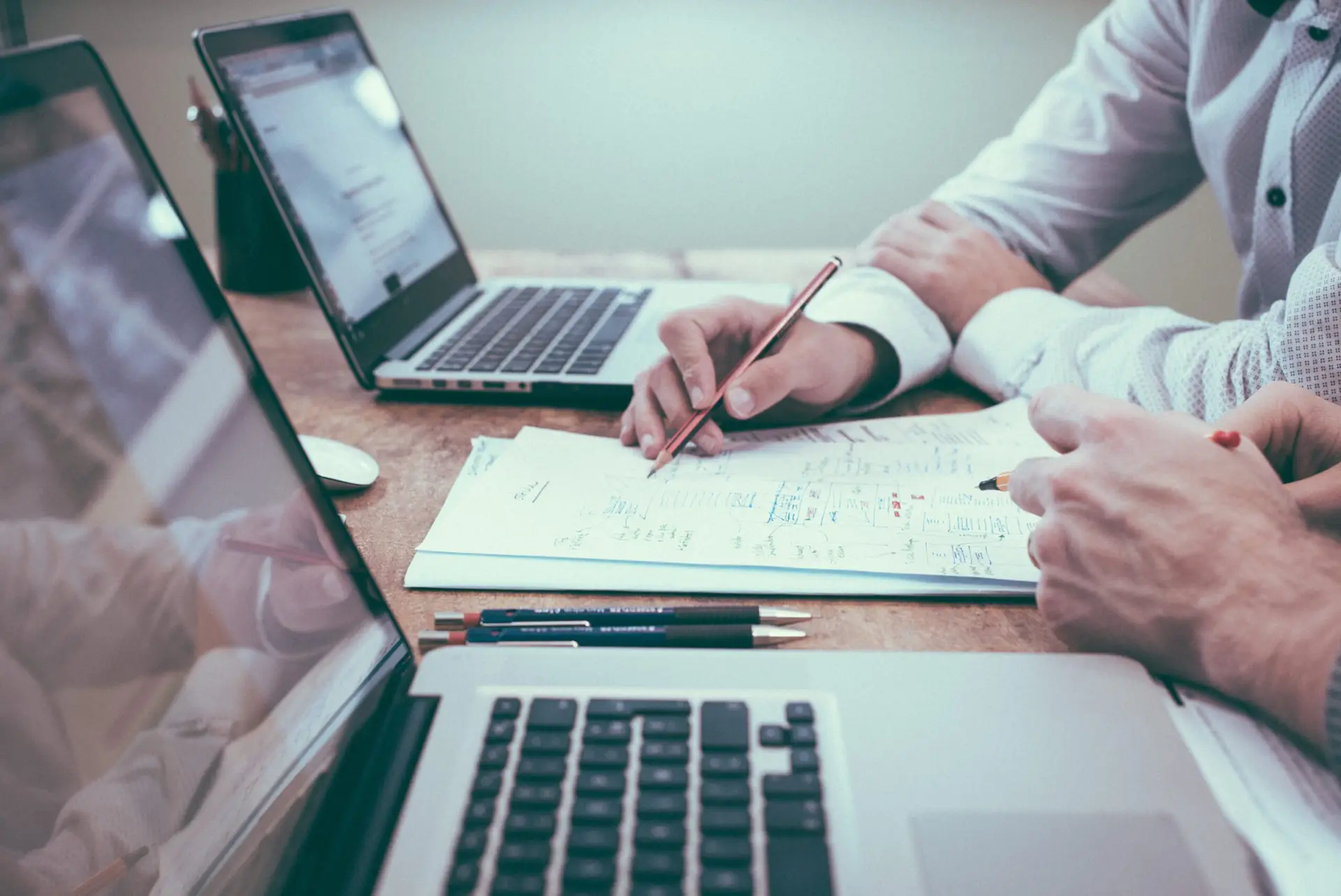 two people going over financial reports