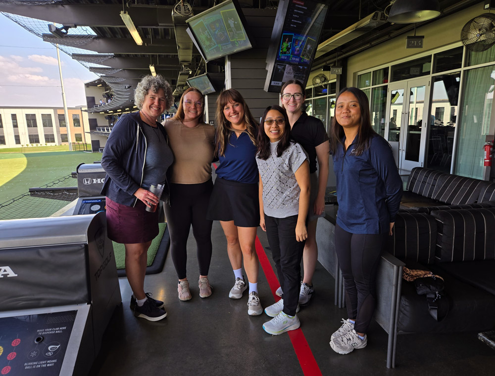 happy team members at corporate event